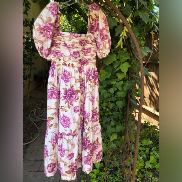 Abercrombie & Fitch NWT Emerson Poplin Puff Sleeve Midi Dress size S - Picture 5 of 10